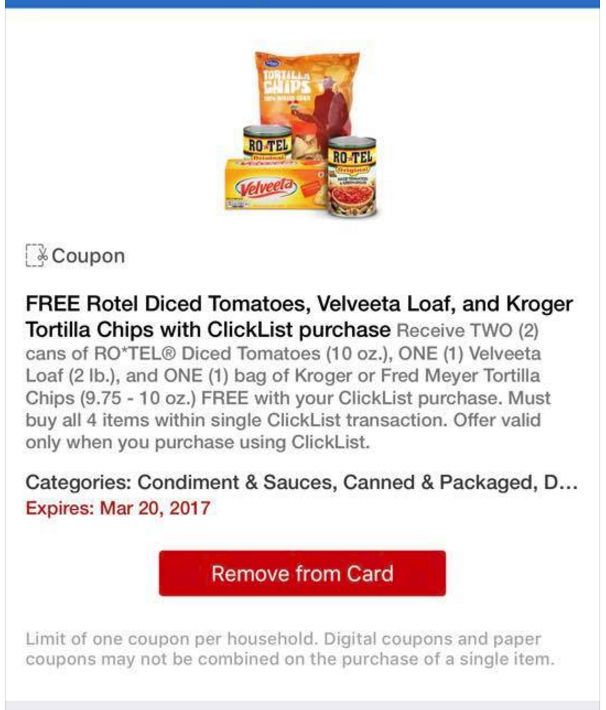 Free Velveeta Rotel Tortilla Chips Kroger Clicklist Kroger Couponing