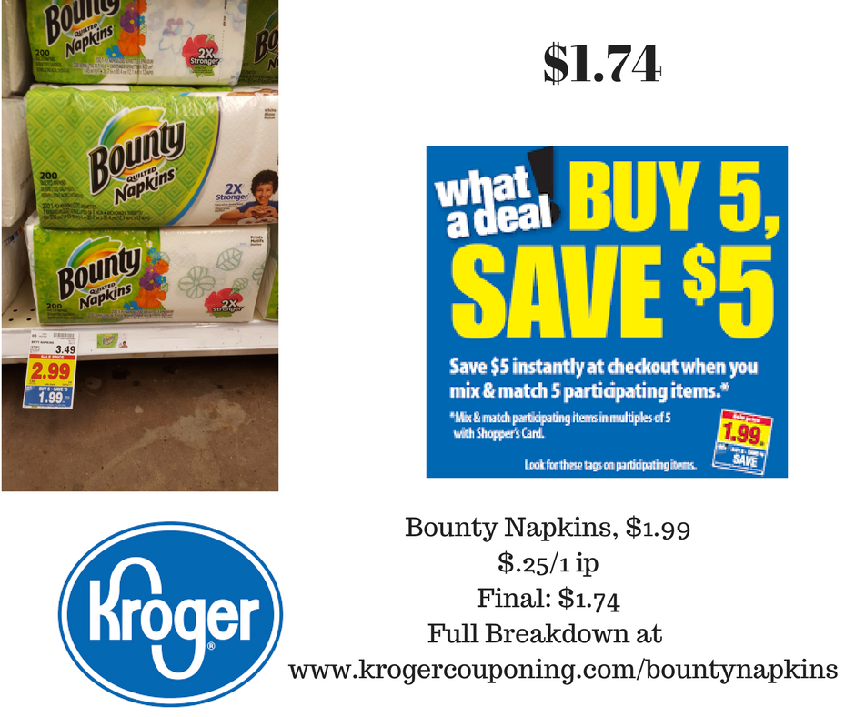 Bounty Napkins just $1.74 - Kroger Couponing