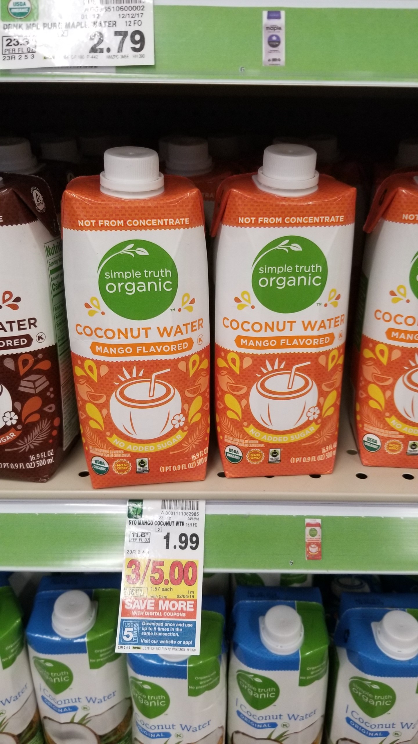 Simple Truth Coconut Water just 1.50 Kroger Couponing