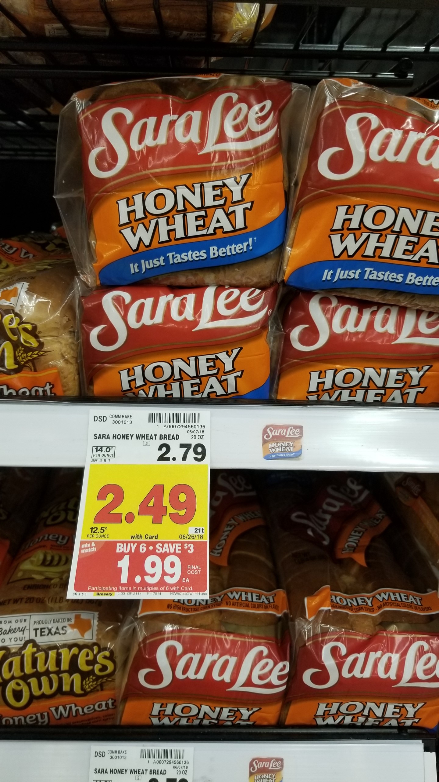 Sara Lee Honey Wheat Bread Nutrition Information