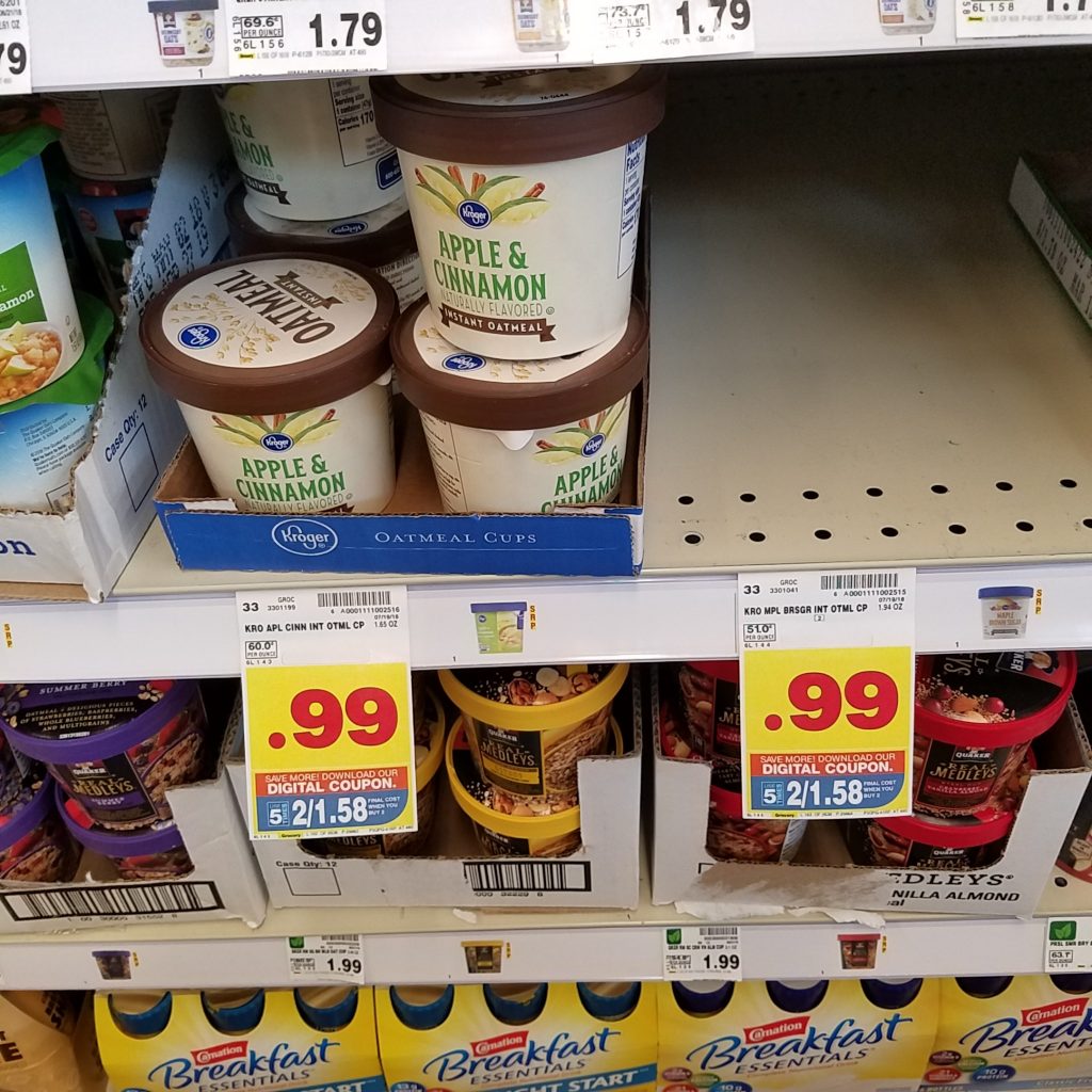 Kroger Oatmeal Cups just .79 Kroger Couponing