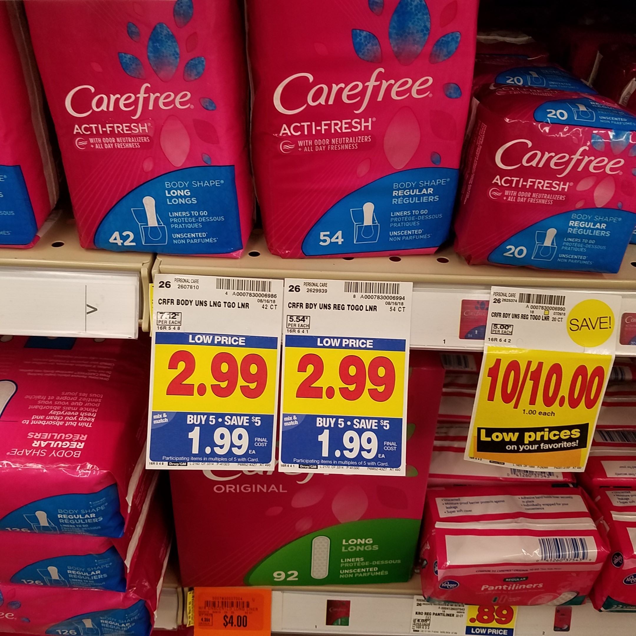 Carefree Liners just .74 Kroger Couponing