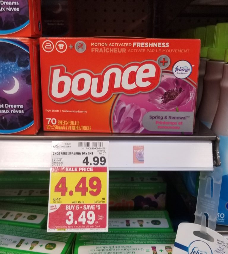 Bounce Dryer Sheets just 1.99 Kroger Couponing