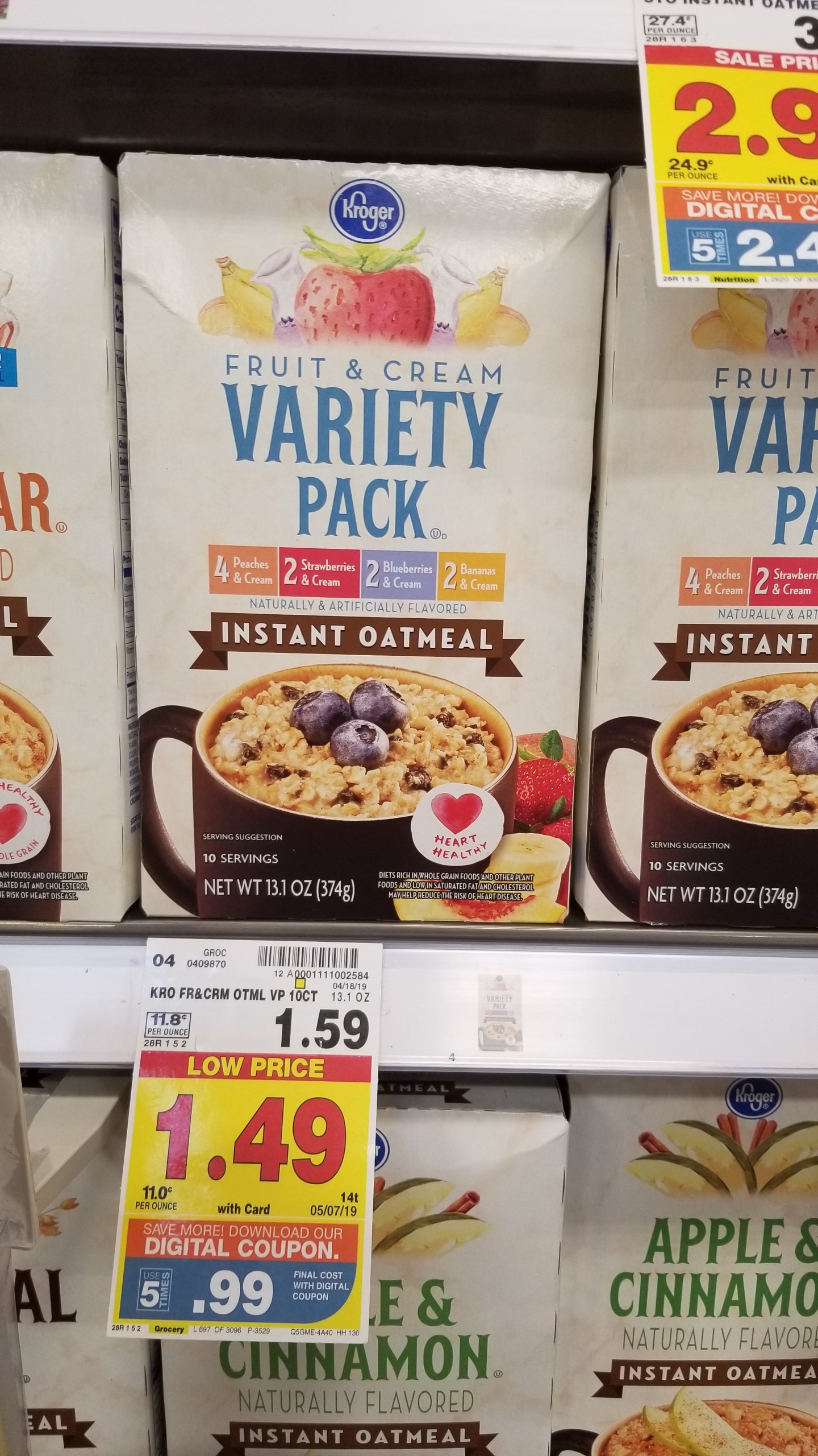 Kroger Instant Oatmeal just .99 Kroger Couponing