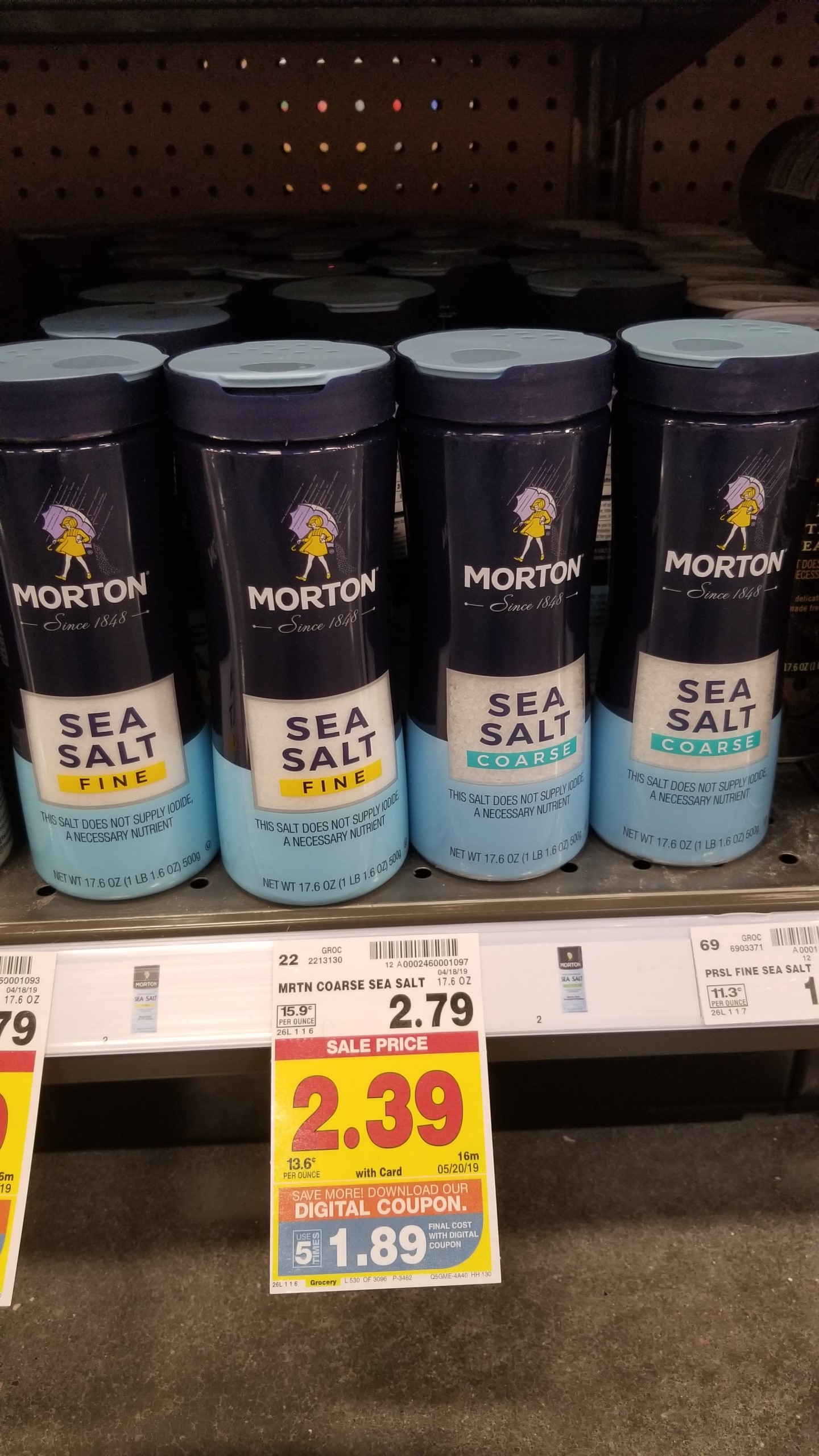 Morton Sea Salt just 1.99 Kroger Couponing